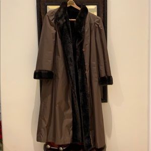 Faux fur ankle length coat